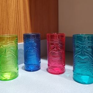 Cups - set of four multicolored tiki